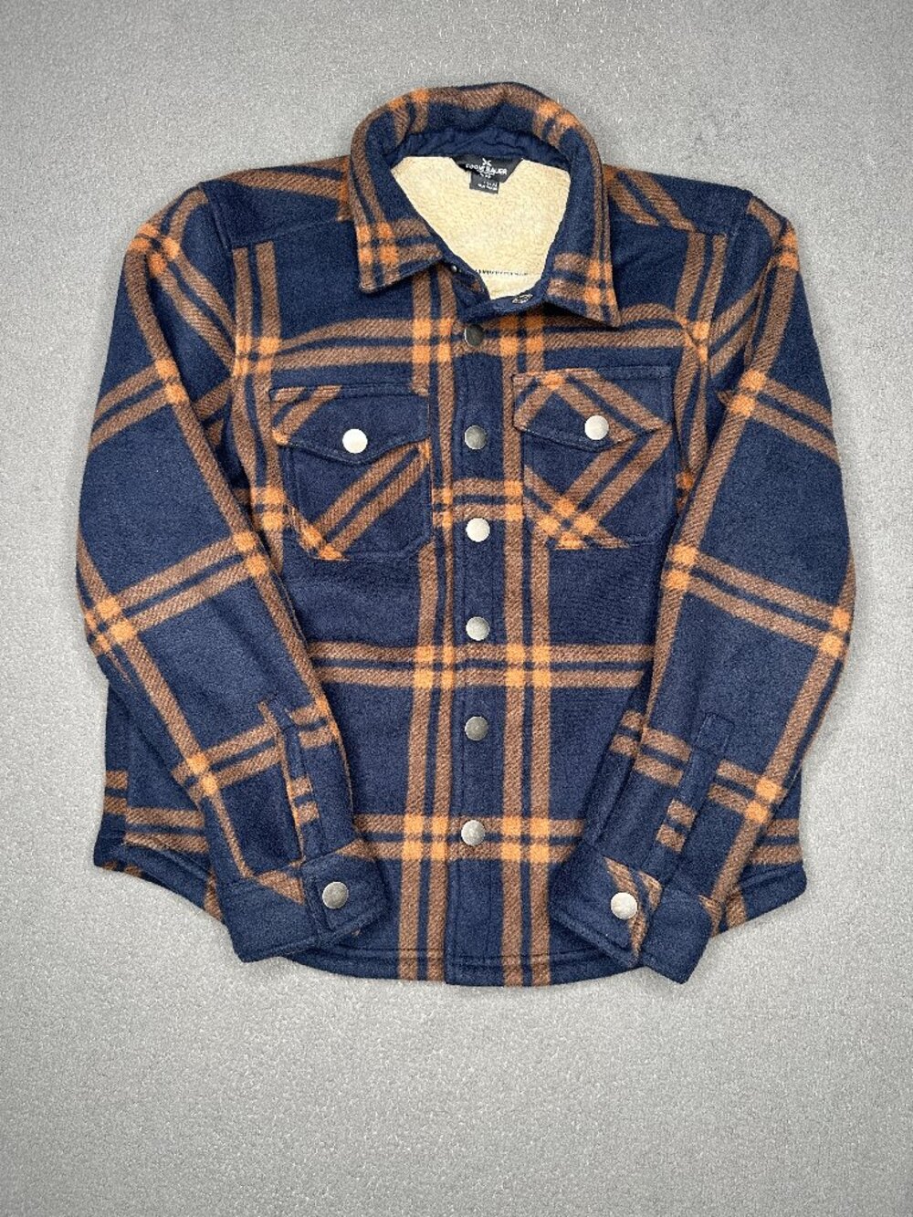 Eddie Bauer Boys Faux Shearling Shacket Jacket Plaid Baltic Kids M
